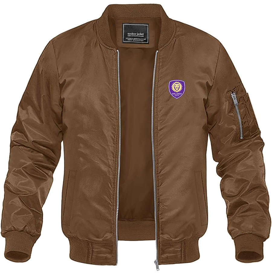 Men's Orlando City Soccer  Lightweight Bomber Jacket Windbreaker Softshell Varsity Jacket Coat